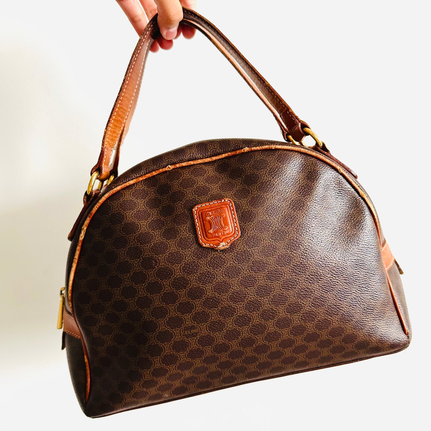 Celine Triomphe Macadam Monogram Logo Small Vintage Bowling Boston Speedy Bag