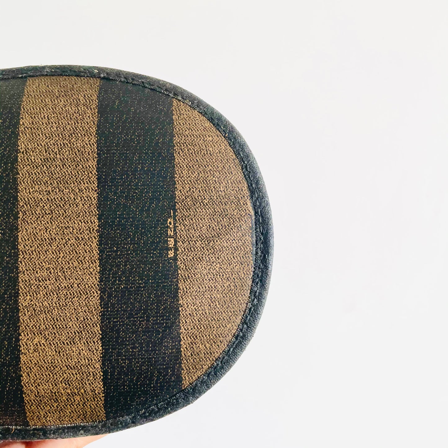 Fendi Pequin Striped FF Logo Monogram Small Vanity Case Top Handle Bag