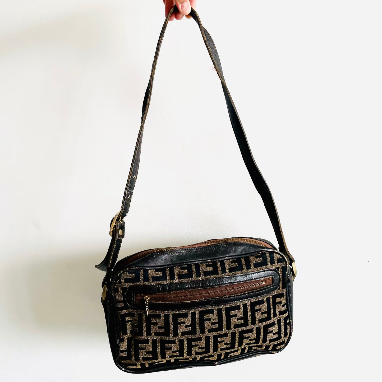 Fendi Zucca FF Monogram Logo Shoulder Sling Bag