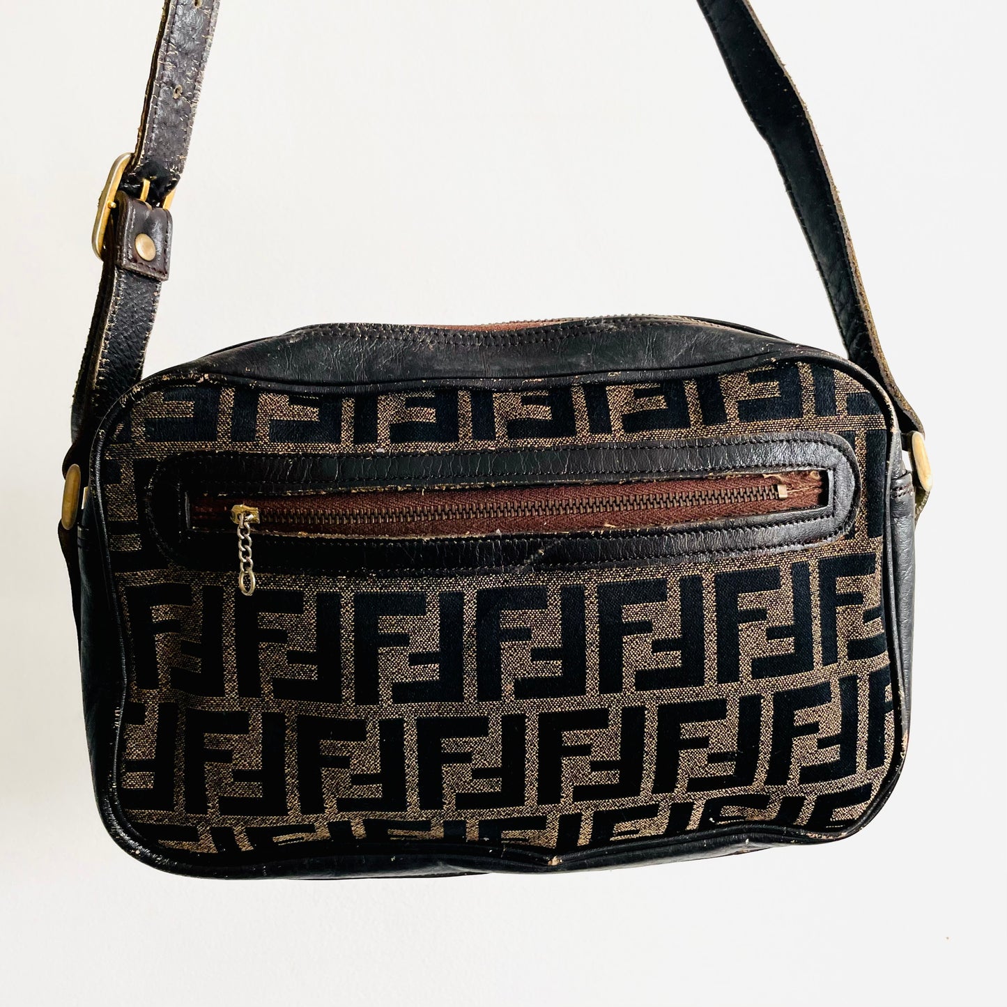 Fendi Zucca FF Monogram Logo Shoulder Sling Bag