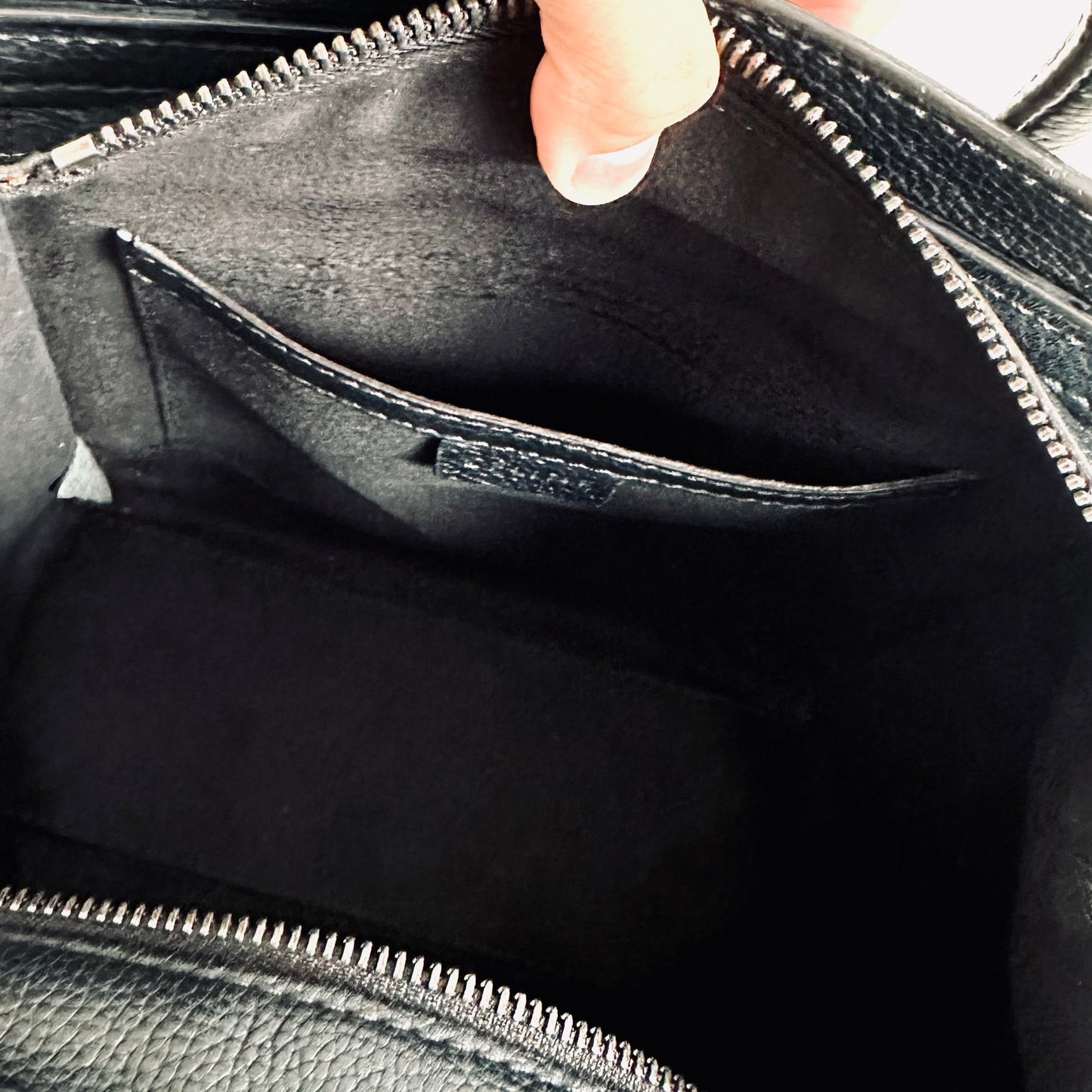 Celine Black Nano Luggage Logo Top Handle Shoulder Sling Bag