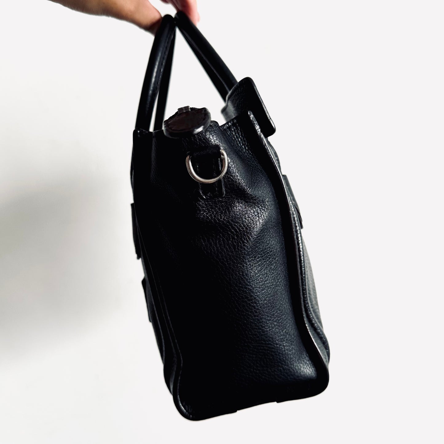 Celine Black Nano Luggage Logo Top Handle Shoulder Sling Bag