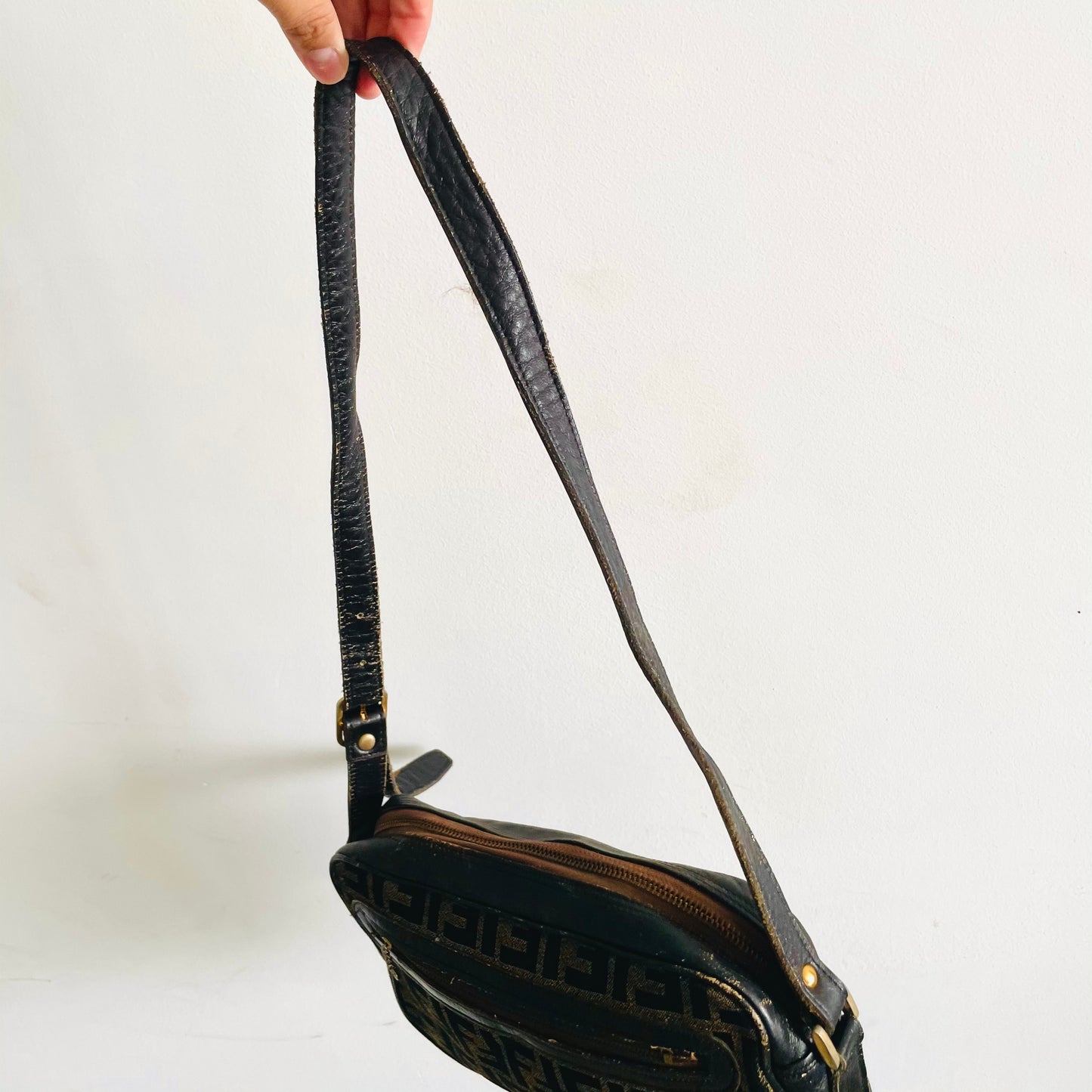 Fendi Zucca FF Monogram Logo Shoulder Sling Bag