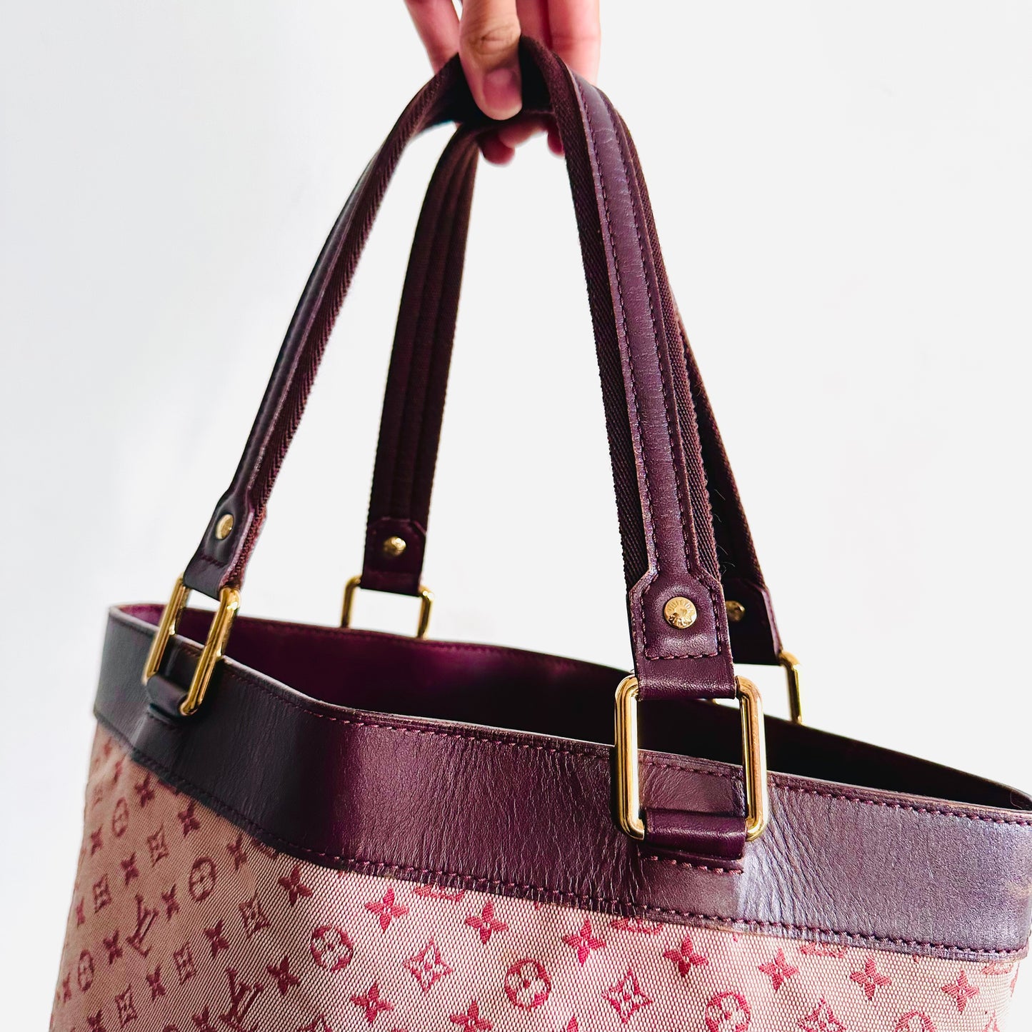 Louis Vuitton LV Mini Lin Lucille Pink GHW Monogram Logo Shopper Shoulder Tote Bag