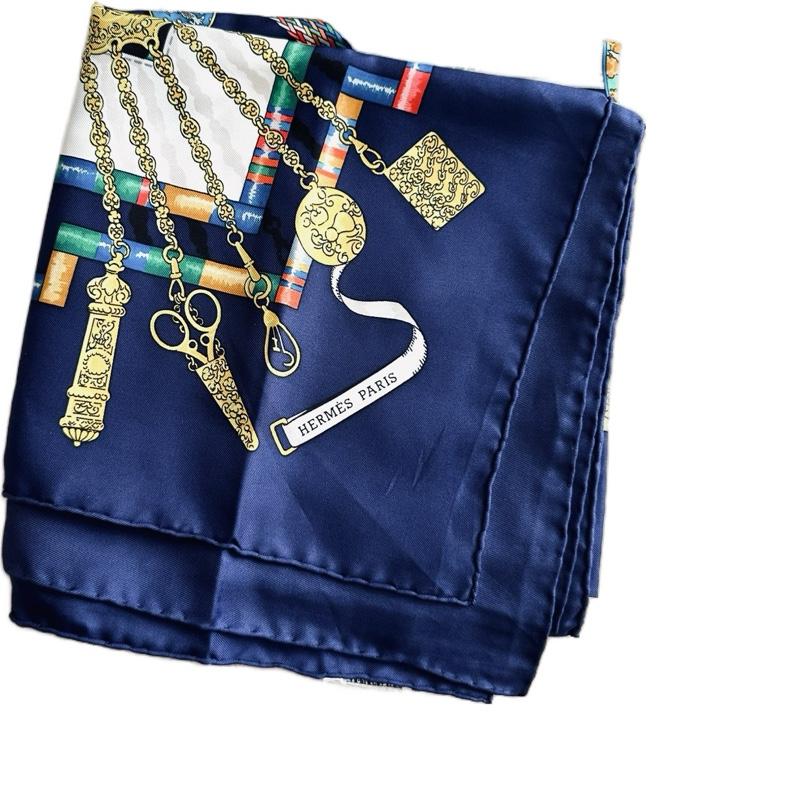 Hermes Blue Multicolour Carre 90 Silk Scarf