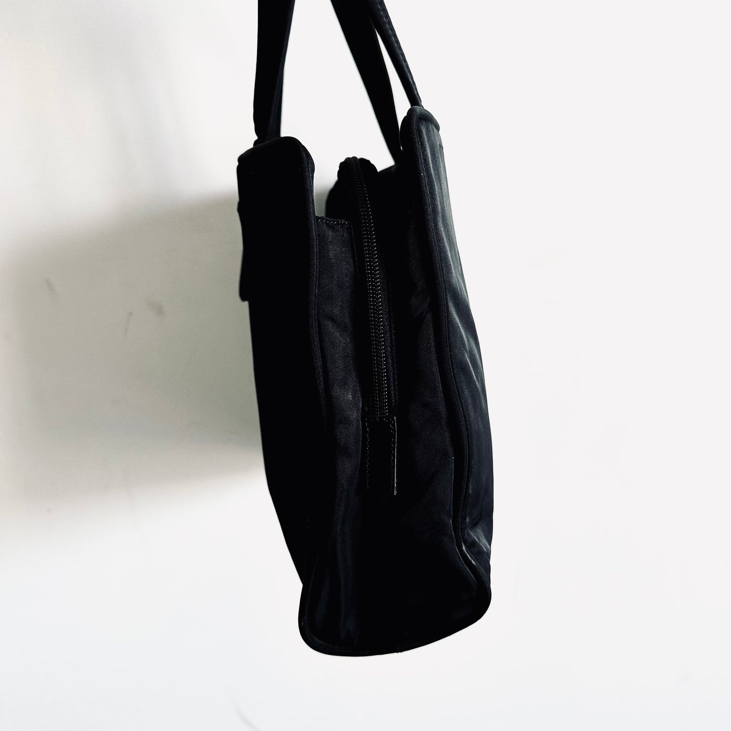 Prada Black Tessuto Classic Logo Nylon Structured Bowling Boston Tote Bag