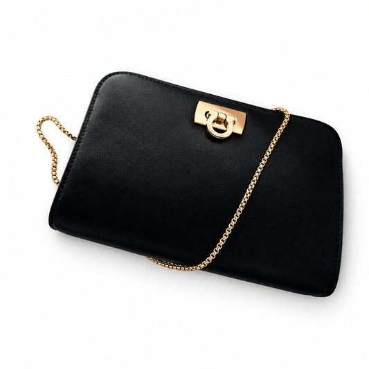 Salvatore Ferragamo Gancini Black Mini Chain Bag