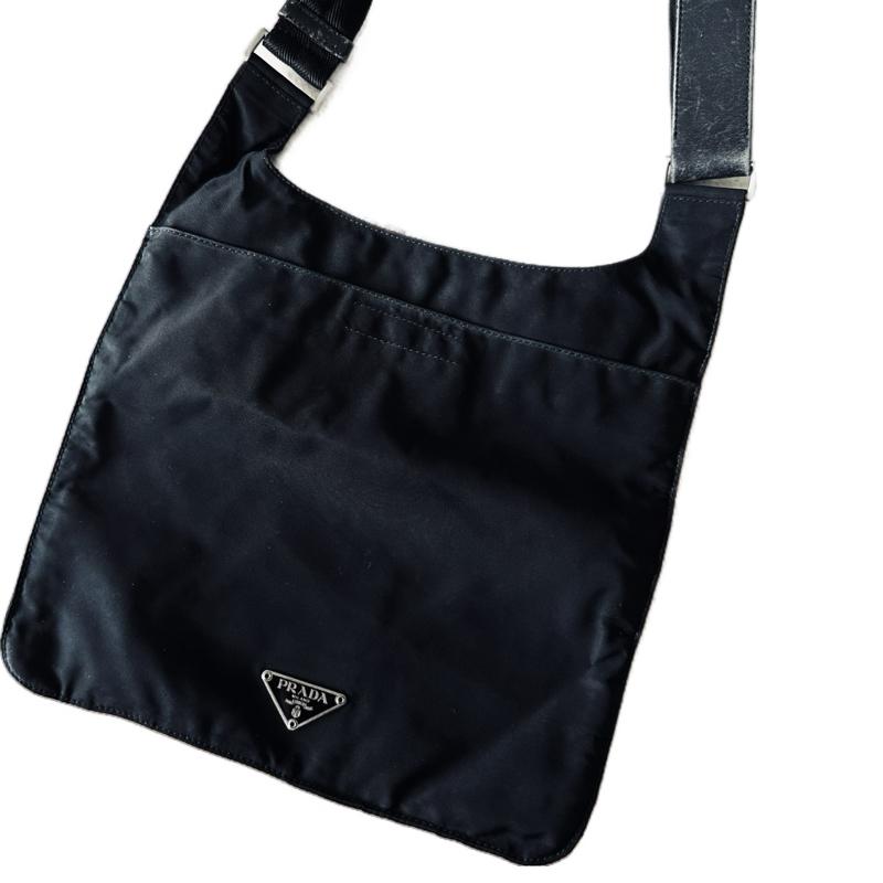 Prada Black Nylon Logo Sling Bag