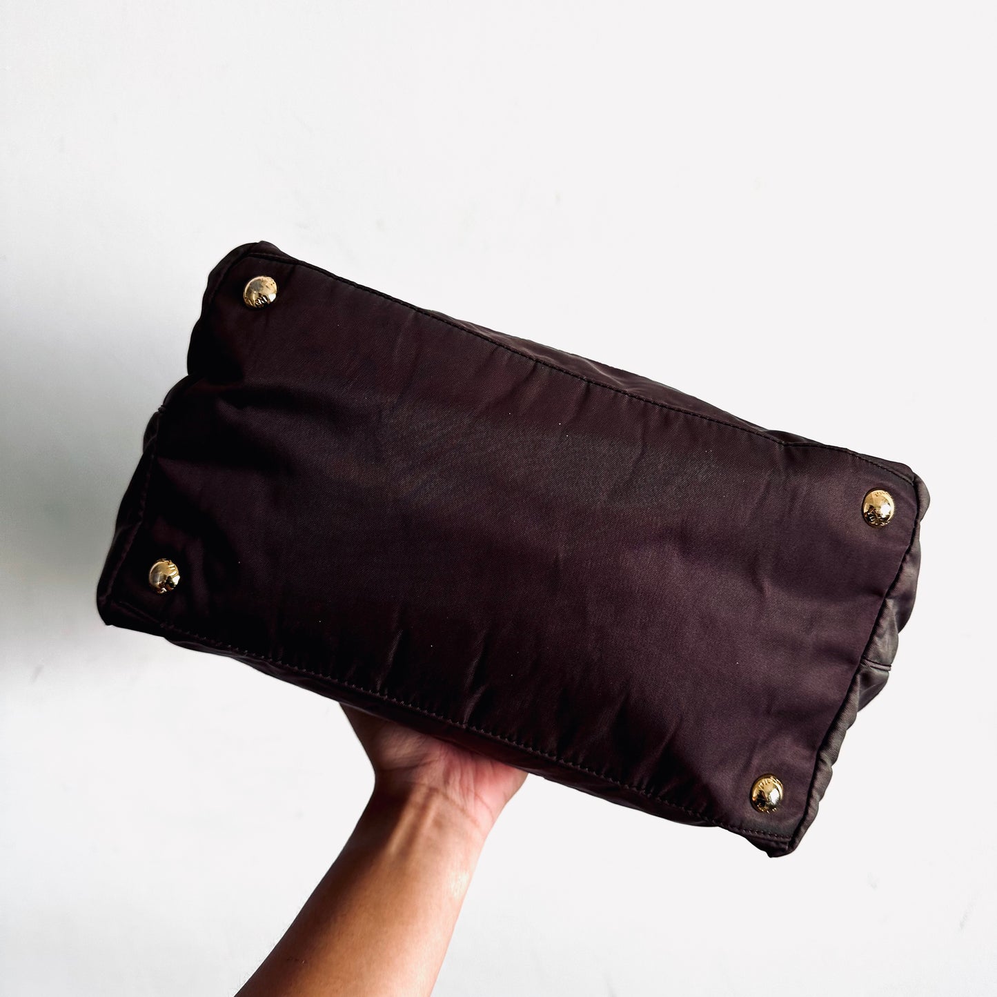 Prada Burgundy Maroon GHW Tessuto Classic Logo Nylon Structured Shopper Shoulder Tote Bag
