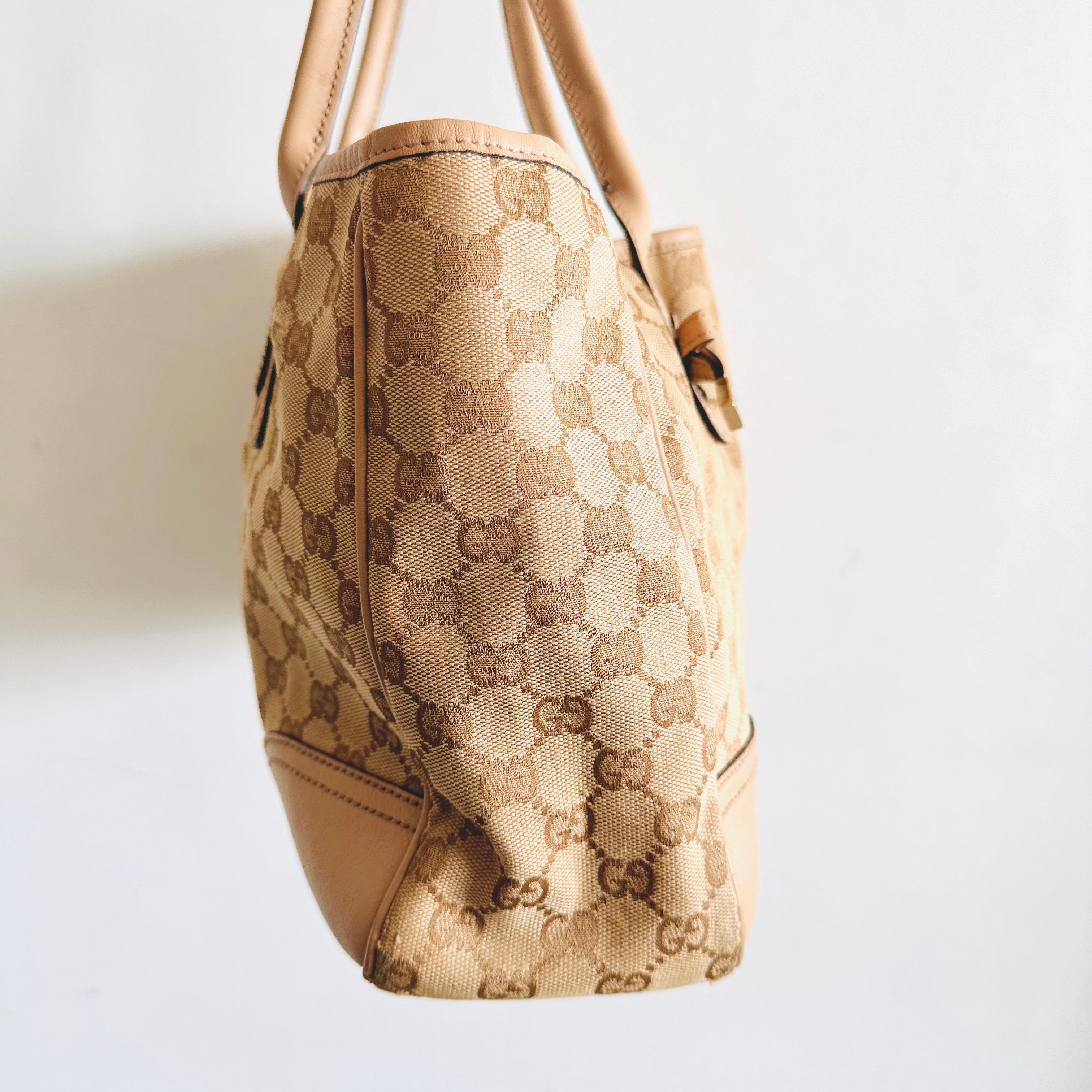 Gucci Beige Blush Pink Princy GG Monogram Logo GHW Shopper