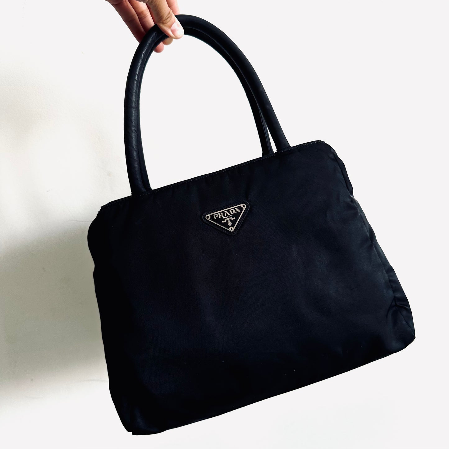 Prada Black Tessuto Classic Logo Shopper City Nylon Shoulder Tote Bag