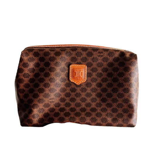 Celine Triomphe Macadam Monogram Logo GHW Vintage Toiletry Pouch Case Clutch