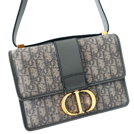 Christian Dior CD 30 Montaigne Grey GHW Oblique Monogram Flap Shoulder Bag