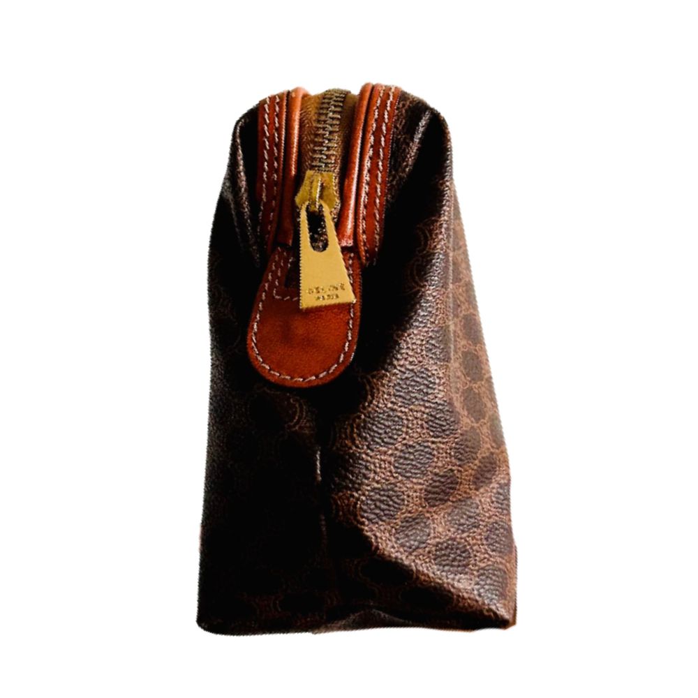 Celine Triomphe Macadam Monogram Logo GHW Vintage Toiletry Pouch Case Clutch