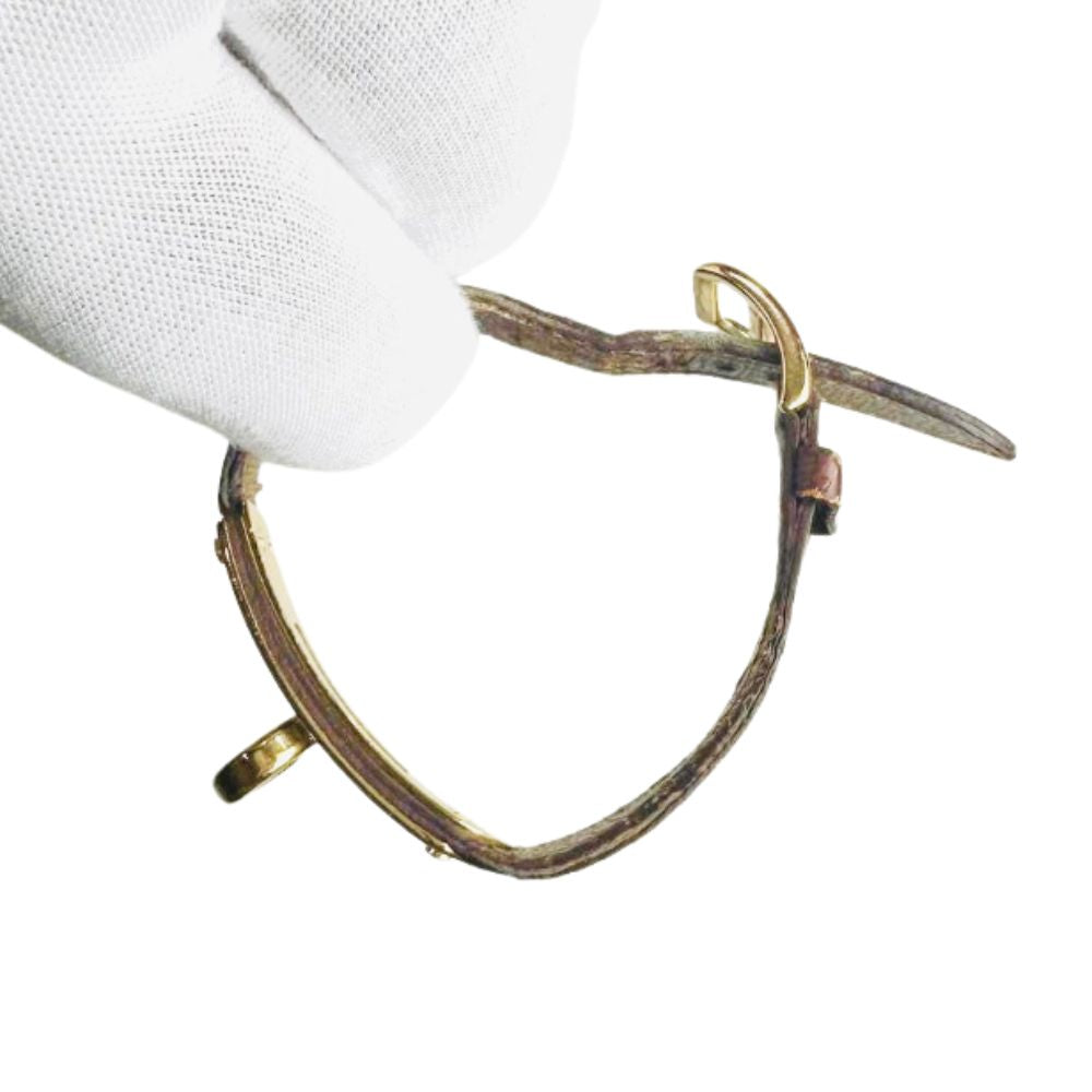 Hermes Kelly Gold GHW Stainless Steel Epsom Leather Strap Bracelet Bangle