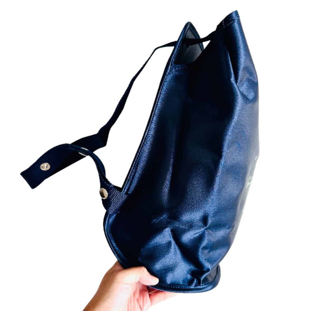 Hermes Navy Blue Sherpa Voyage Limited Edition Monogram Logo Drawstring Backpack Bag