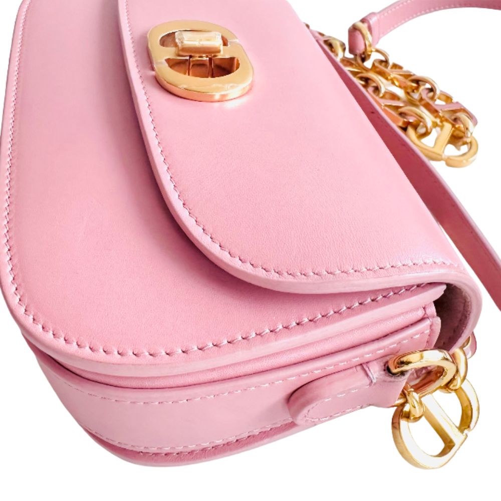 Christian Dior CD 30 Montaigne Avenue Small Pink GHW Monogram Calfskin Leather Flap Chain Shoulder Sling Bag