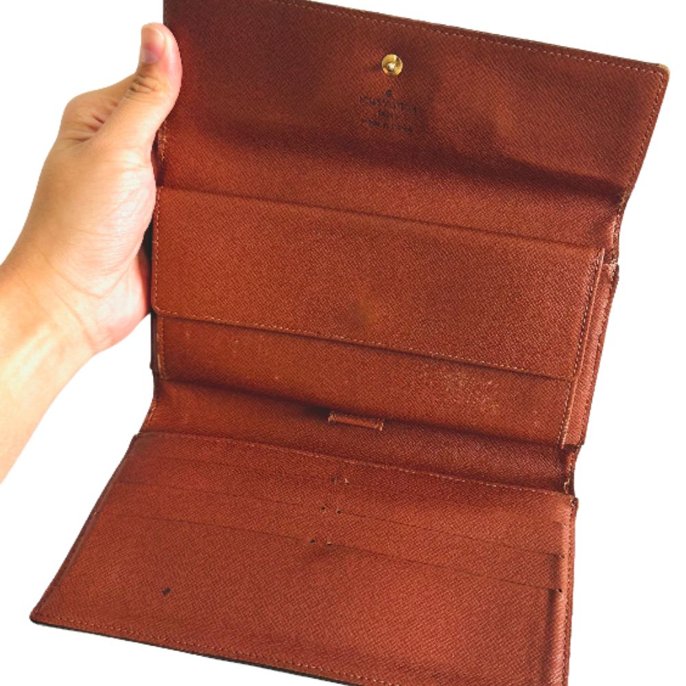 Louis Vuitton LV Sarah Monogram Logo GHW Flap Vintage Long Trifold Wallet