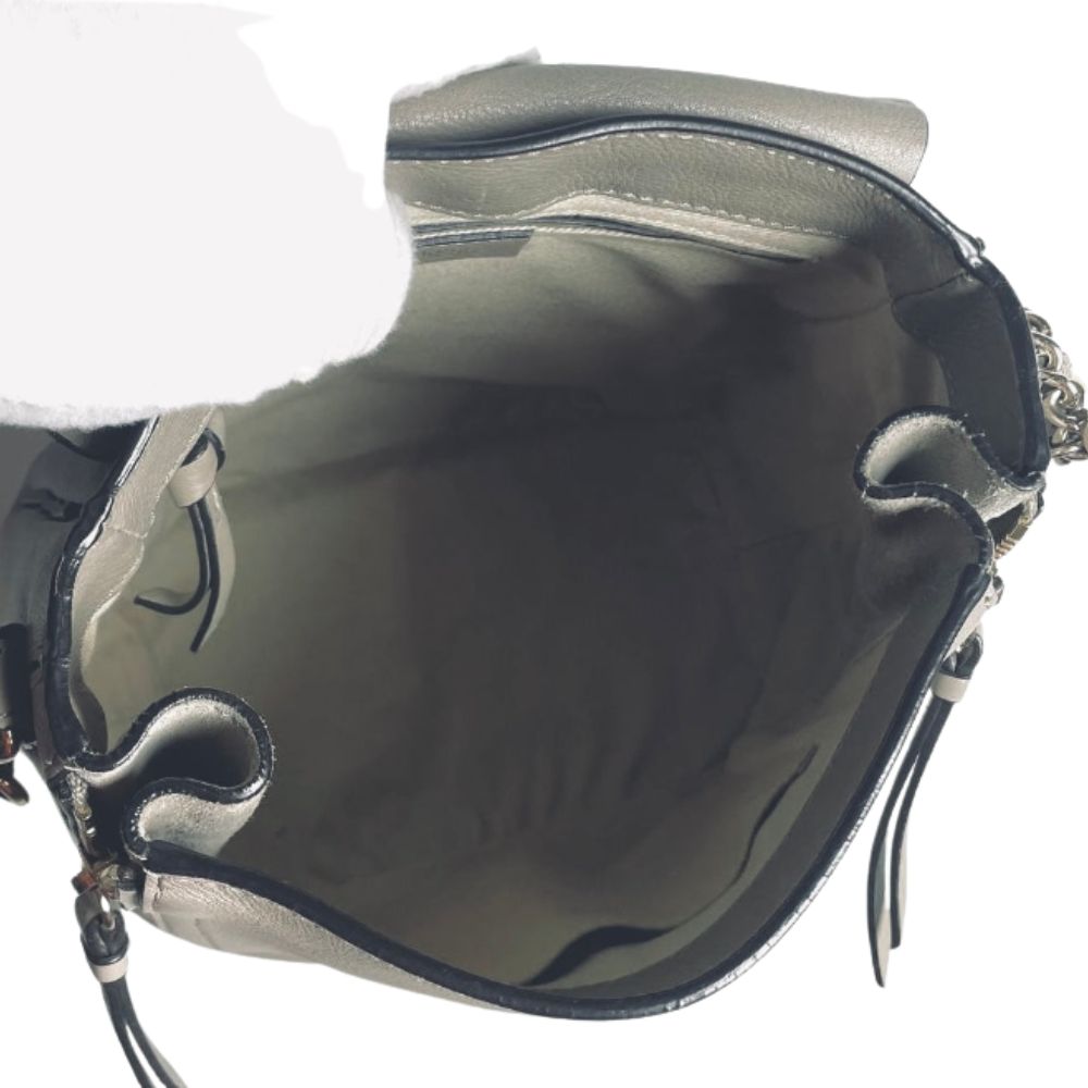 Chloe Faye Grey / Gray GHW Small 2-Way Suede & Leather Monogram Logo Shoulder Top Handle Bag