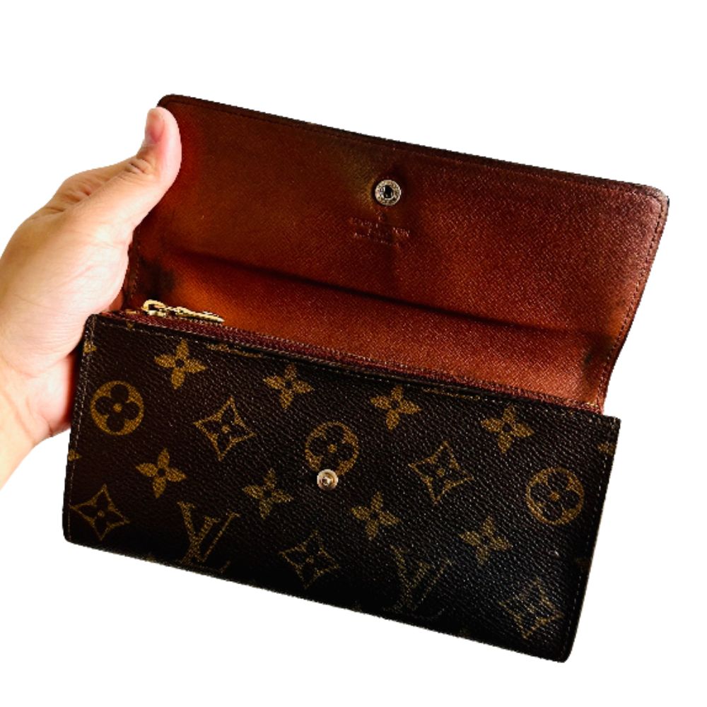 Louis Vuitton LV Sarah Monogram Logo GHW Flap Vintage Long Wallet