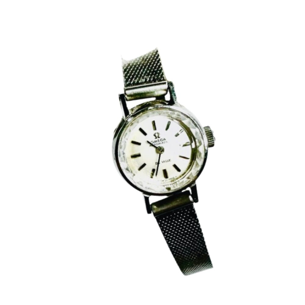 Omega Geneve Silver Stainless Steel Round Dial 18MM Vintage Watch