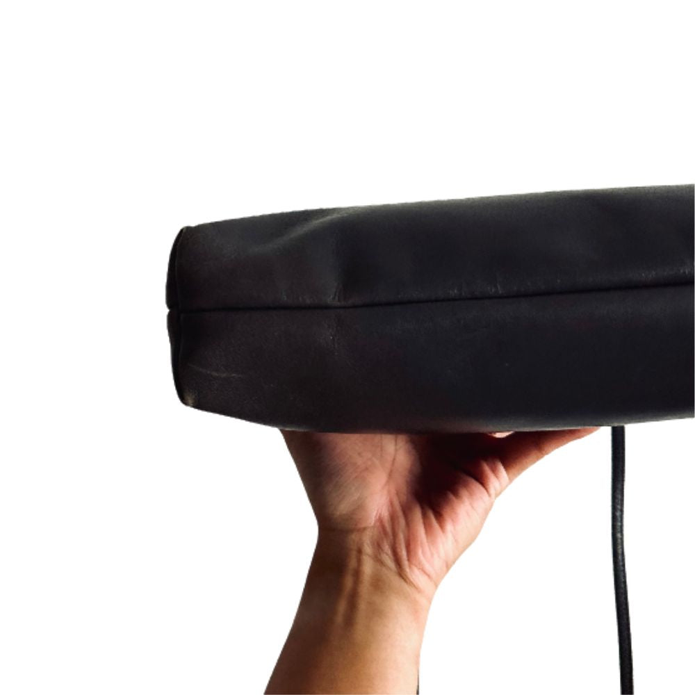 Salvatore Ferragamo Vara Bow Dark Grey GHW Monogram Logo Smooth Leather Shoulder Sling Bag
