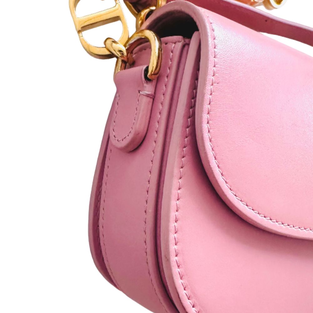 Christian Dior CD 30 Montaigne Avenue Small Pink GHW Monogram Calfskin Leather Flap Chain Shoulder Sling Bag