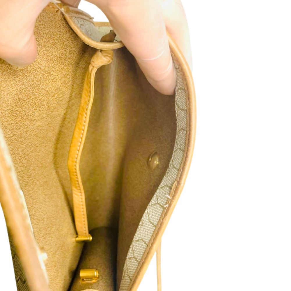Christian Dior CD Beige Honeycomb GHW Oblique Monogram Logo Vintage Flap Shoulder Sling Bag