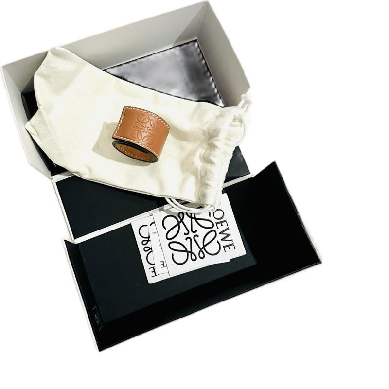 Loewe Brown Anagram logo Leather Wrap Around Snap Bracelet