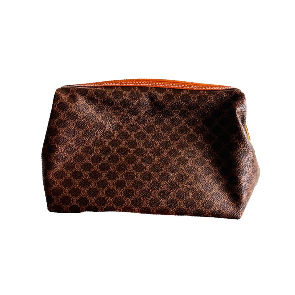 Celine Triomphe Macadam Monogram Logo GHW Vintage Toiletry Pouch Case Clutch