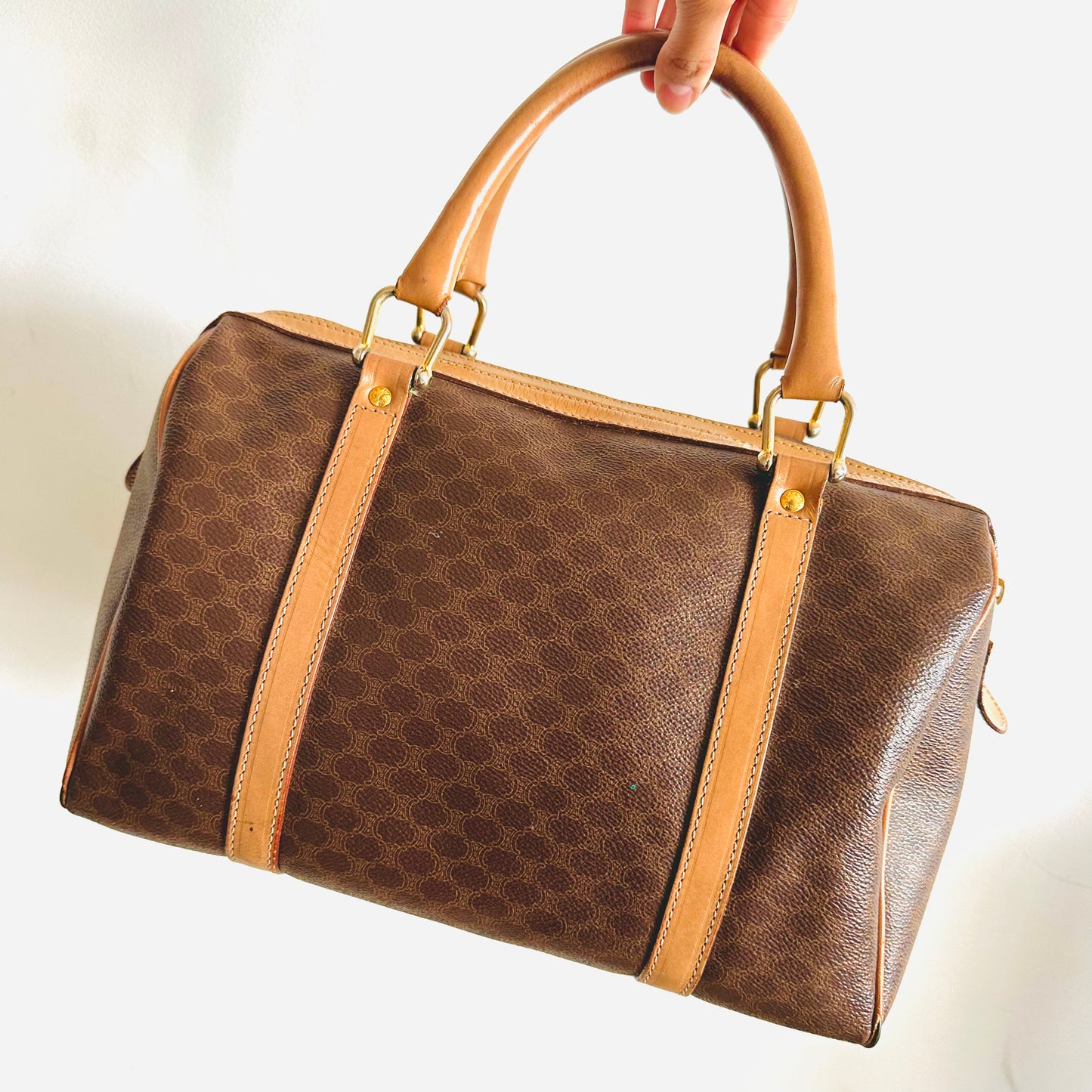 Celine Triomphe Macadam Monogram Logo Vintage Speedy 30 Boston Bag