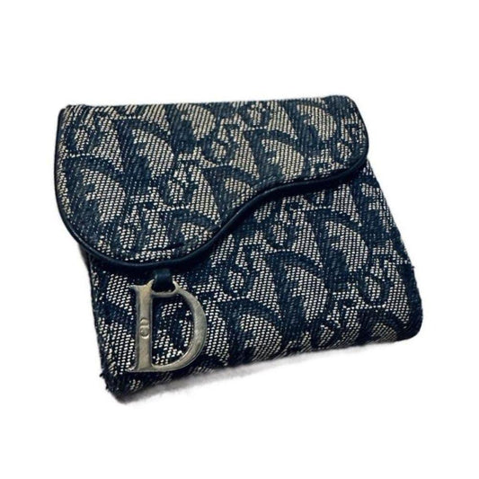 Christian Dior Saddle Lotus Wallet in Blue Dior Oblique Jacquard