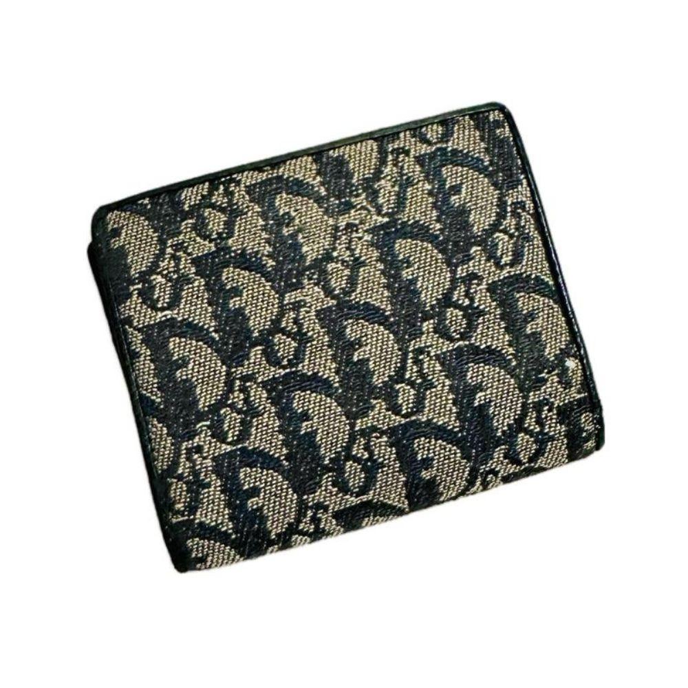 Dior Navy Blue Oblique Monogram Compact Wallet
