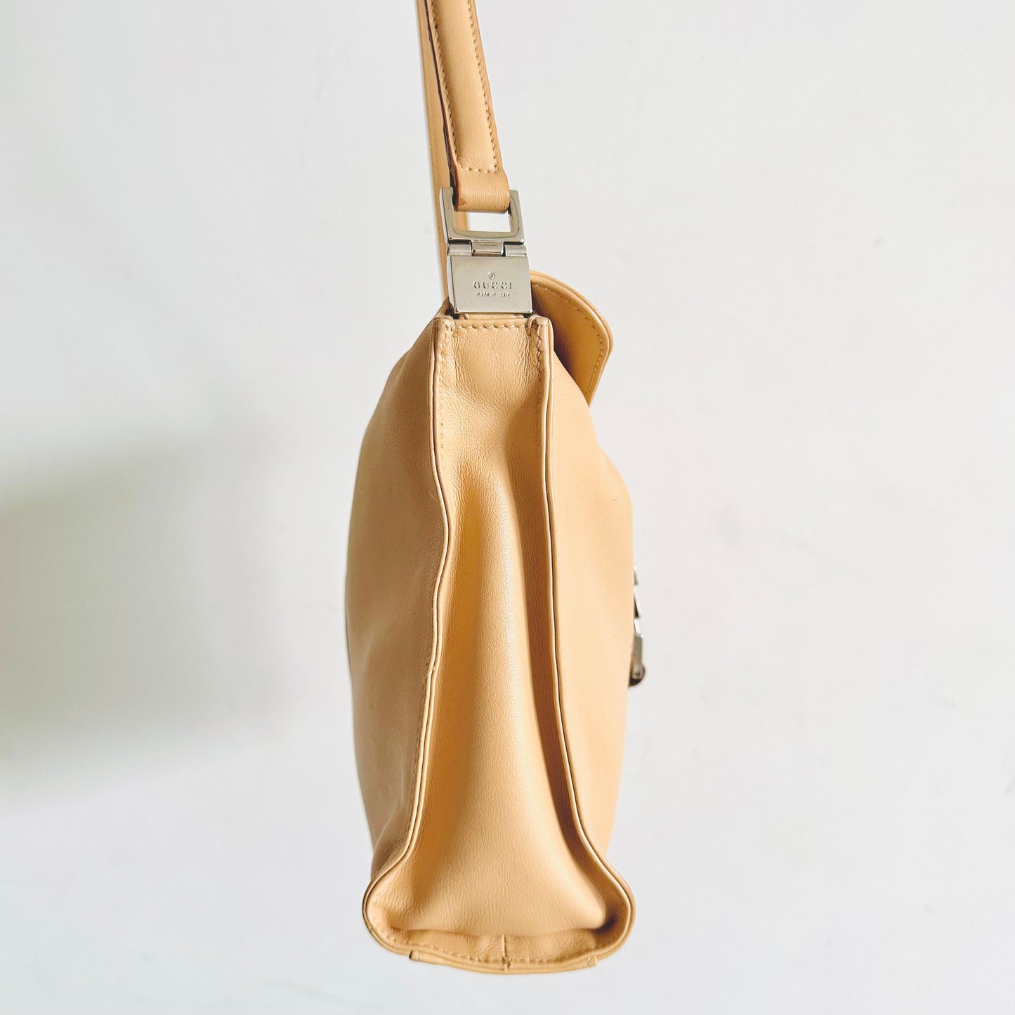 Gucci Beige Leather Jackie Monogram Logo Vintage Hobo Shoulder Bag