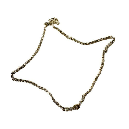 Christian Dior Crystal Bezels "CD" Station Necklace