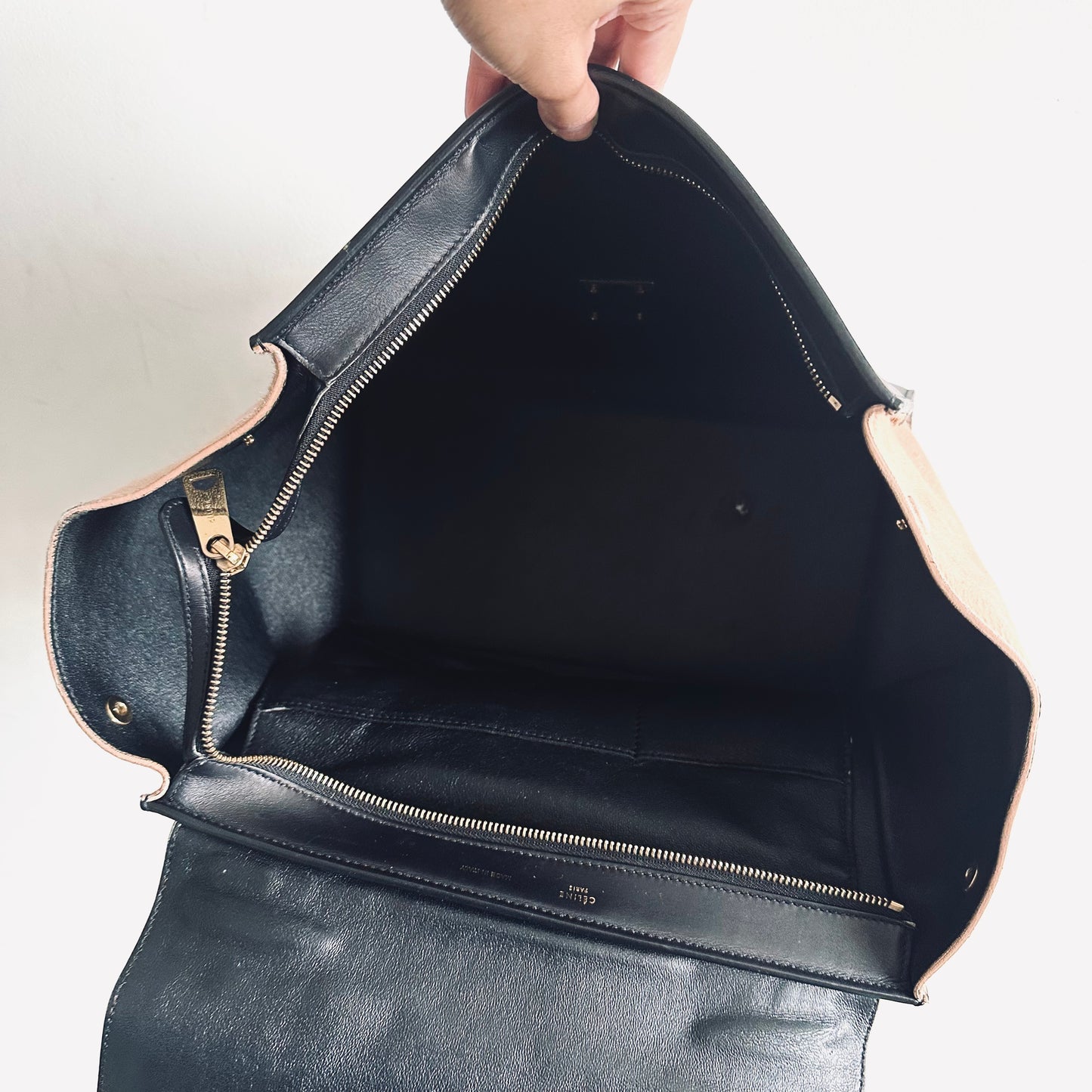Celine Trapeze Phantom Medium Tricolour GHW Flap Top Handle Shoulder Sling Bag