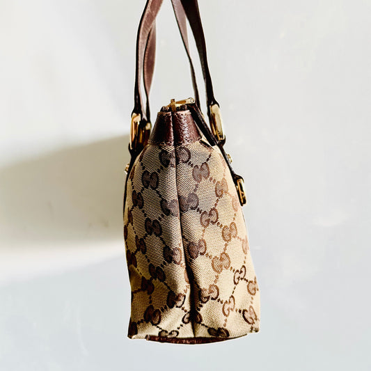 Gucci Beige / Brown Abbey GG Monogram Logo Mini Tote Bag