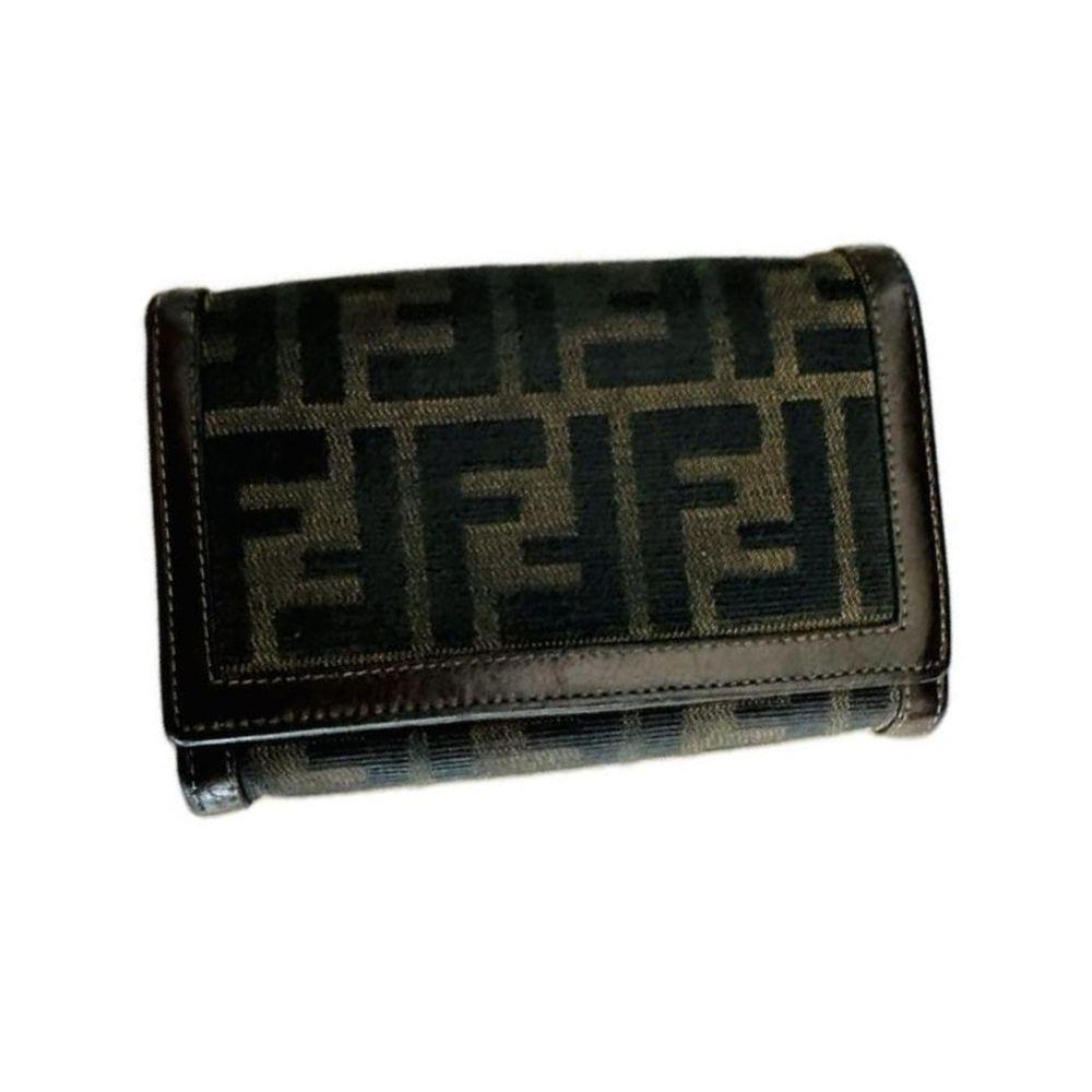 Fendi Brown FF Zucca Flap Compact Wallet