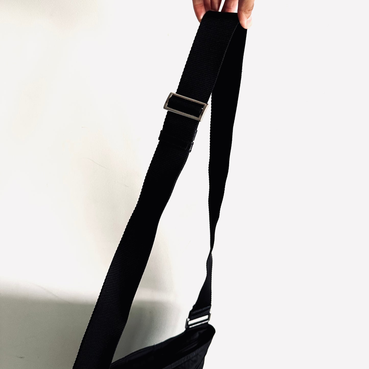 Prada Black Tessuto Logo Classic Nylon Utility Zip Shoulder Sling Bag