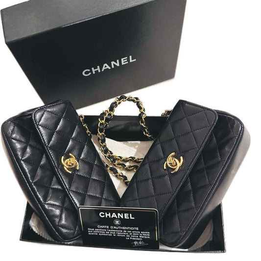 Chanel Black Vintage Twin Classic Flap Chain Bag