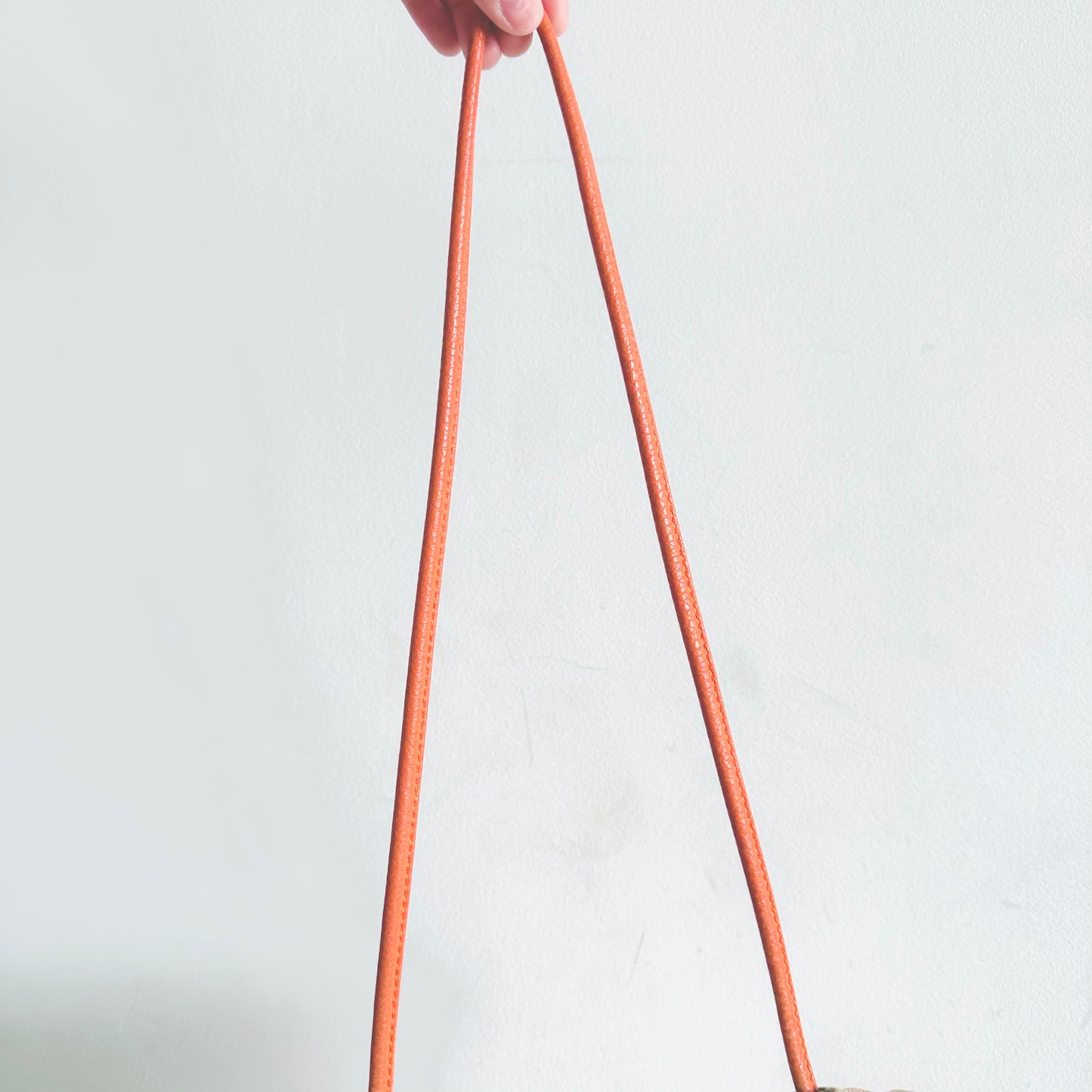 Hermes Aline PM White Toile & Orange Leather Sellier Grooming Shoulder Sling Bag