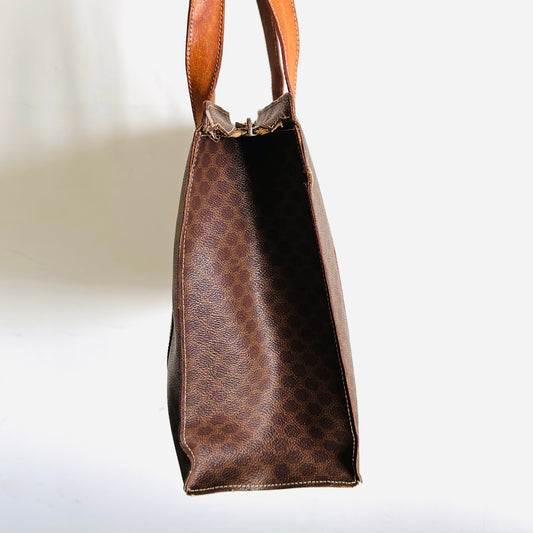 Celine Triomphe Macadam Monogram Logo Vintage Zip Shopper Shoulder Tote Bag