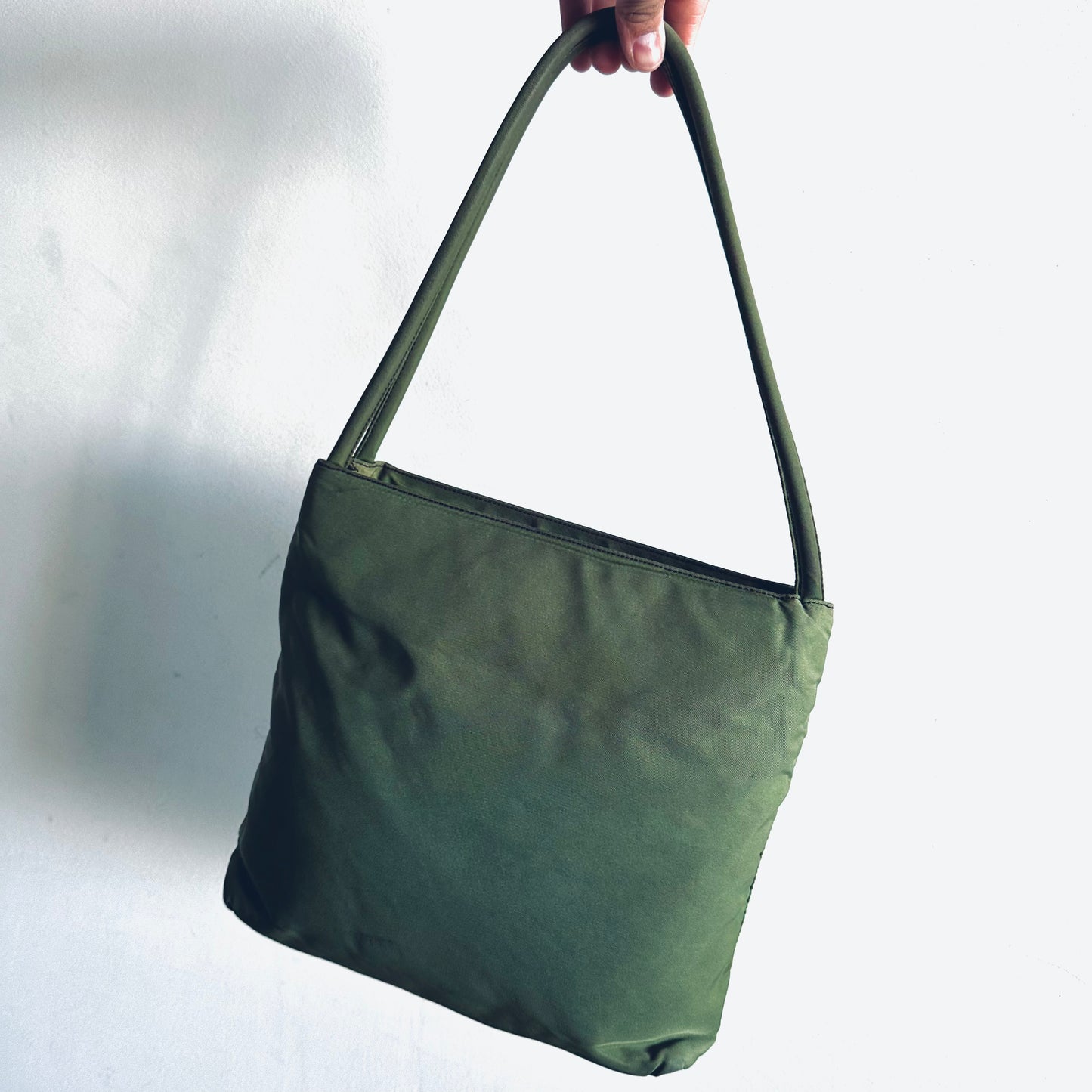 Prada Sage Tessuto City Classic Logo Structured Shoulder Tote Bag