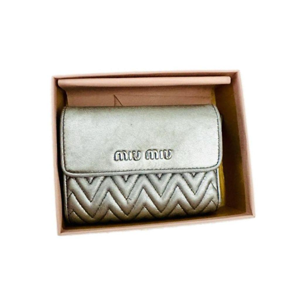 Miu Miu Metallic Leather Flap Compact Wallet