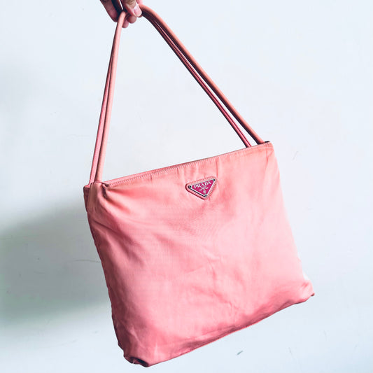 Prada Pink Tessuto City Classic Logo Structured Shoulder Tote Bag