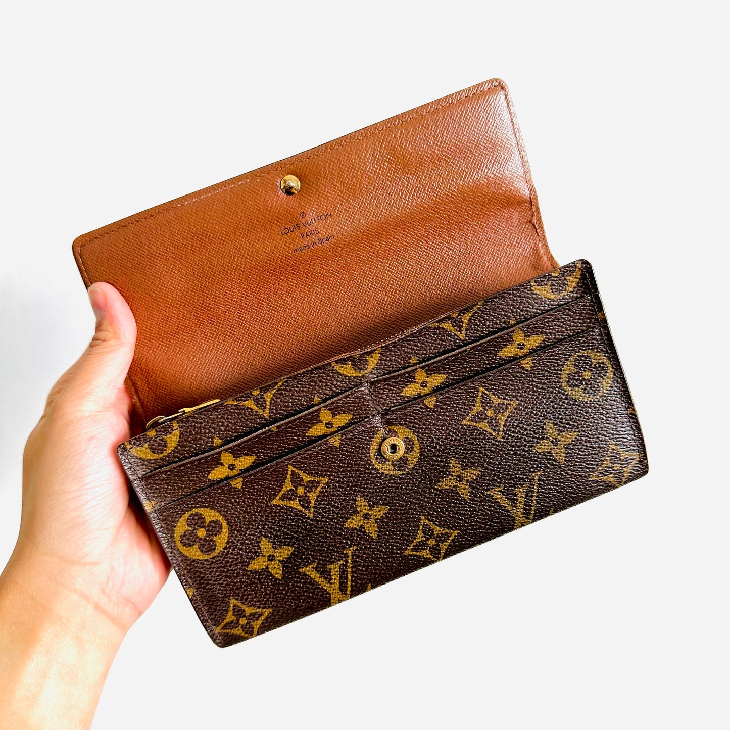 Louis Vuitton LV Sarah Monogram Logo GHW Flap Long Wallet