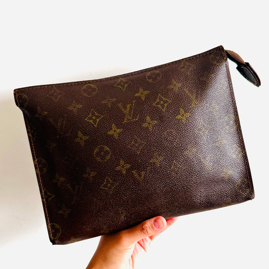 Louis Vuitton LV Monogram Logo GHW Toiletry Pouch 26 Vintage Clutch