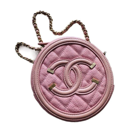 Chanel Pink Caviar Filigree Round Chain Bag