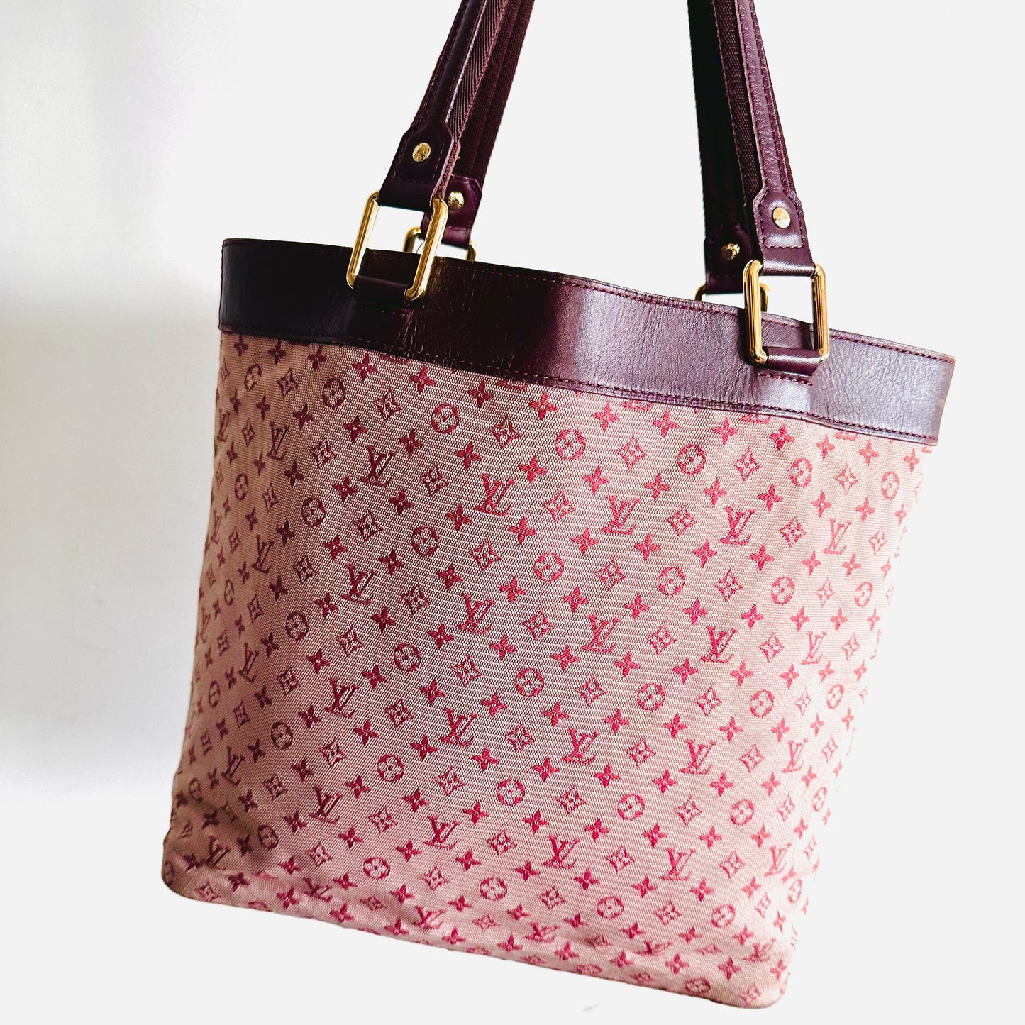 Louis Vuitton LV Mini Lin Lucille Pink GHW Monogram Logo Shopper Shoulder Tote Bag