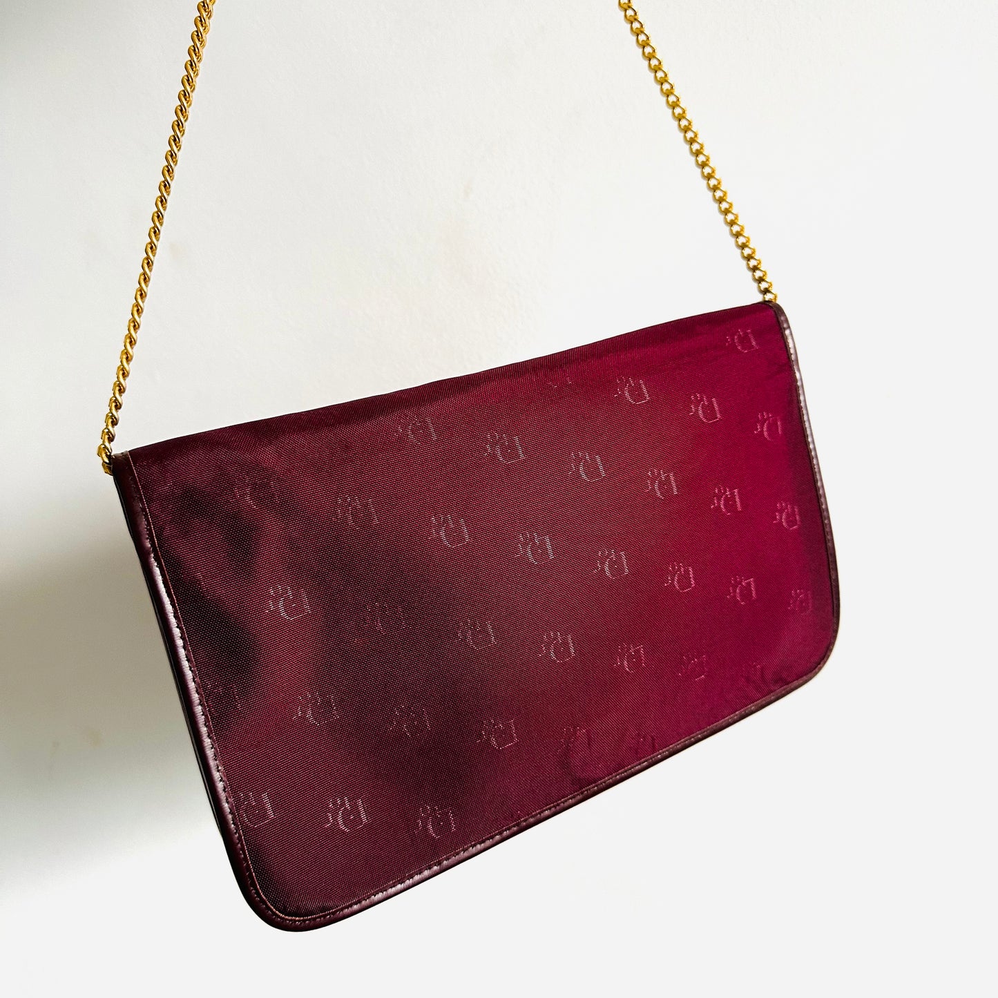Christian Dior CD Maroon Red Monogram Logo Vintage Shoulder Sling Bag